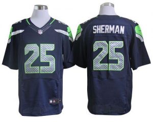 Nike Seahawks #25 Richard Sherman Steel Blue Team Color Men's Stitched NFL Elite Jersey