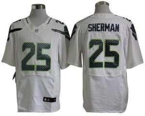 Nike Seahawks #25 Richard Sherman White Men's Embroidered NFL Elite Jersey