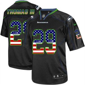 Nike Seahawks #29 Earl Thomas III Black Men's Stitched NFL Elite USA Flag Fashion Jersey