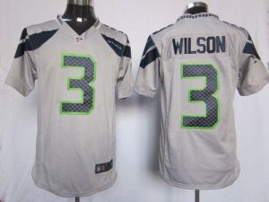 Nike Seahawks #3 Russell Wilson Grey Alternate Men's Embroidered NFL Game Jersey