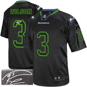 Nike Seahawks #3 Russell Wilson Lights Out Black Men's Stitched NFL Elite Autographed Jersey