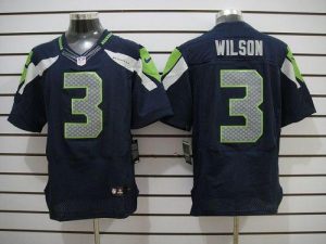 Nike Seahawks #3 Russell Wilson Steel Blue Team Color Men's Embroidered NFL Elite Jersey