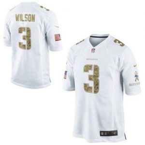 Nike Seahawks #3 Russell Wilson White Men's Embroidered NFL Limited Salute to Service Jersey