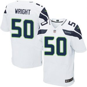 Nike Seahawks #50 K.J. Wright White Men's Embroidered NFL Elite Jersey