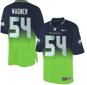 Nike Seahawks #54 Bobby Wagner Steel Blue Green Men's Stitched NFL Elite Fadeaway Fashion Jersey
