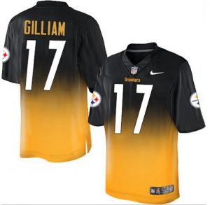 Nike Steelers #17 Joe Gilliam Black Gold Men's Stitched NFL Elite Fadeaway Fashion Jersey