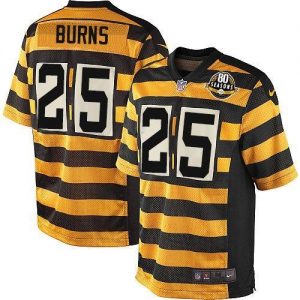 Nike Steelers #25 Artie Burns Yellow Black Alternate Men's Stitched NFL 80TH Throwback Elite Jersey