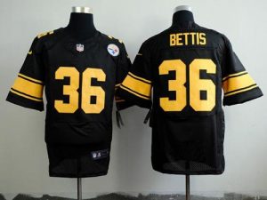Nike Steelers #36 Jerome Bettis Black(Gold No.) Men's Stitched NFL Elite Jersey