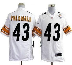 Nike Steelers #43 Troy Polamalu White Men's Embroidered NFL Game Jersey