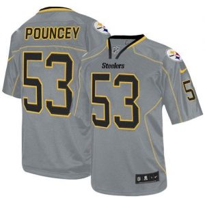 Nike Steelers #53 Maurkice Pouncey Lights Out Grey Men's Embroidered NFL Elite Jersey