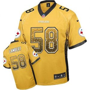 Nike Steelers #58 Jack Lambert Gold Men's Embroidered NFL Elite Drift Fashion Jersey