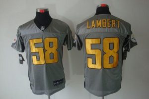 Nike Steelers #58 Jack Lambert Grey Shadow Men's Embroidered NFL Elite Jersey
