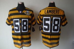 Nike Steelers #58 Jack Lambert Yellow Black Alternate 80TH Throwback Men's Embroidered NFL Elite Jersey