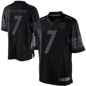 Nike Steelers #7 Ben Roethlisberger Black Men's Embroidered NFL Drenched Limited Jersey