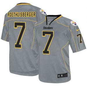 Nike Steelers #7 Ben Roethlisberger Lights Out Grey Men's Embroidered NFL Elite Jersey