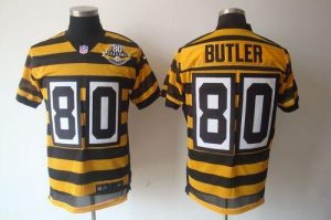 Nike Steelers #80 Jack Butler Yellow Black 80TH Anniversary Throwback Men's Embroidered NFL Elite Jersey