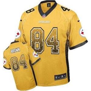 Nike Steelers #84 Antonio Brown Gold Men's Embroidered NFL Elite Drift Fashion Jersey