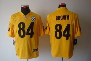 Nike Steelers #84 Antonio Brown Gold Men's Embroidered NFL Game Jersey