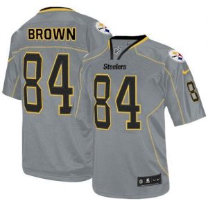 Nike Steelers #84 Antonio Brown Lights Out Grey Men's Embroidered NFL Elite Jersey