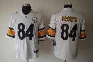 Nike Steelers #84 Antonio Brown White Men's Embroidered NFL Limited Jersey