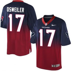 Nike Texans #17 Brock Osweiler Navy Blue Red Men's Stitched NFL Elite Fadeaway Fashion Jersey