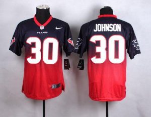 Nike Texans #30 Kevin Johnson Navy Blue Red Men's Stitched NFL Elite Fadeaway Fashion Jersey