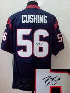Nike Texans #56 Brian Cushing Navy Blue Team Color Men's Embroidered NFL Elite Autographed Jersey