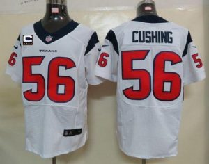 Nike Texans #56 Brian Cushing White With C Patch Men's Embroidered NFL Elite Jersey