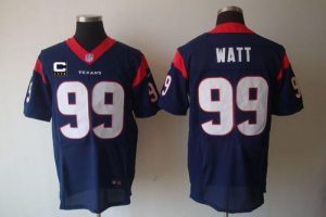 Nike Texans #99 J.J. Watt Navy Blue Team Color With C Patch Men's Embroidered NFL Elite Jersey