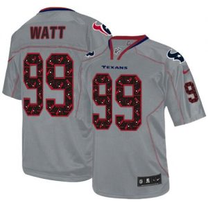 Nike Texans #99 J.J. Watt New Lights Out Grey Men's Embroidered NFL Elite Jersey