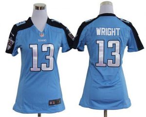 Nike Titans #13 Kendall Wright Light Blue Team Color Women's Embroidered NFL Elite Jersey