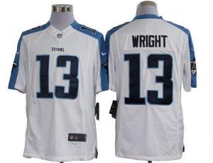 Nike Titans #13 Kendall Wright White Men's Embroidered NFL Limited Jersey