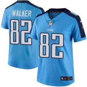 Nike Titans #82 Delanie Walker Light Blue Women's Stitched NFL Limited Rush Jersey