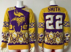 Nike Vikings #22 Harrison Smith Purple Yellow Men's Ugly Sweater