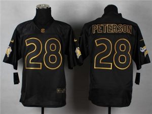 Nike Vikings #28 Adrian Peterson Black Gold No. Fashion Men's Stitched NFL Elite Jersey