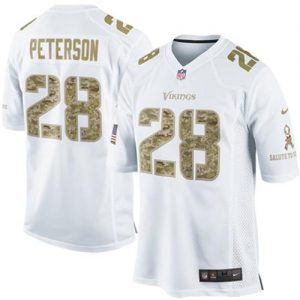 Nike Vikings #28 Adrian Peterson White Men's Stitched NFL Limited Salute to Service Jersey