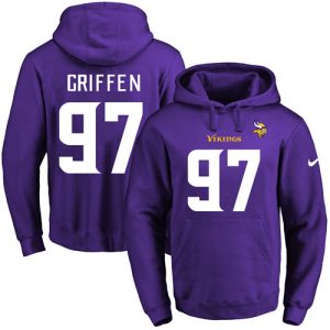 Nike Vikings #97 Everson Griffen Purple Name & Number Pullover NFL Hoodie