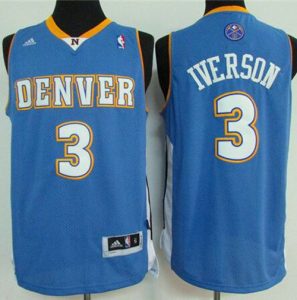 Nuggets #3 Allen Iverson Light Blue Stitched NBA Jersey