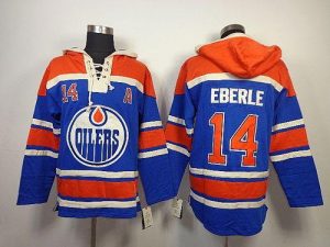 Oilers #14 Jordan Eberle Light Blue Sawyer Hooded Sweatshirt Embroidered NHL Jersey