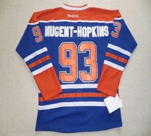 Oilers #93 Nugent-Hopkins Ligtht Blue Embroidered Youth NHL Jersey