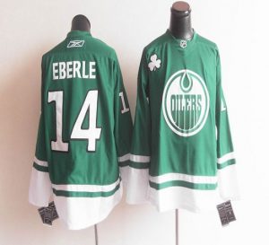 Oilers St Patty's Day #14 Jordan Eberle Green Embroidered NHL Jersey