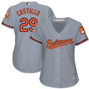 Orioles #29 Welington Castillo Grey Road Women's Stitched MLB Jersey