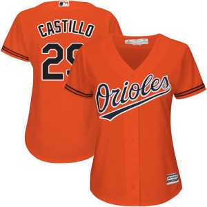 Orioles #29 Welington Castillo Orange Alternate Women's Stitched MLB Jersey