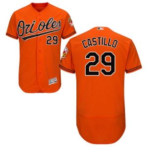 Orioles #29 Welington Castillo Orange Flexbase Authentic Collection Stitched MLB Jersey