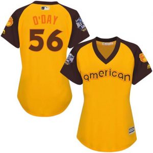Orioles #56 Darren O'Day Gold 2016 All-Star American League Women's Stitched MLB Jersey