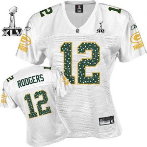 Packers #12 Aaron Rodgers White Women's Sweetheart Bowl Super Bowl XLV Embroidered NFL Jersey