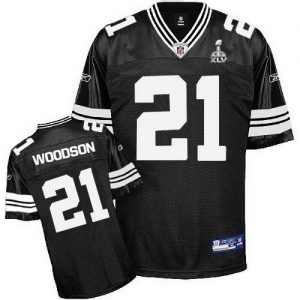 Packers #21 Charles Woodson Black Shadow Super Bowl XLV Embroidered NFL Jersey