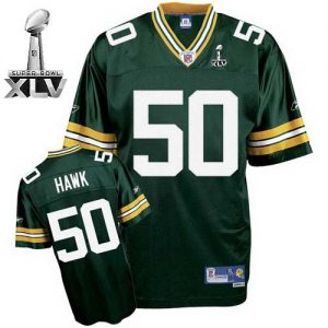 Packers #50 A.J. Hawk Green Super Bowl XLV Embroidered NFL Jersey