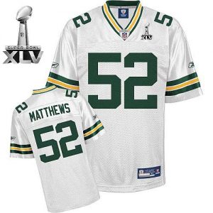Packers #52 Clay Matthews White Super Bowl XLV Embroidered NFL Jersey