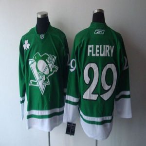 Penguins #29 Andre Fleury St. Patty's Day Embroidered NHL Jersey